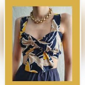 zara floral bow crop top